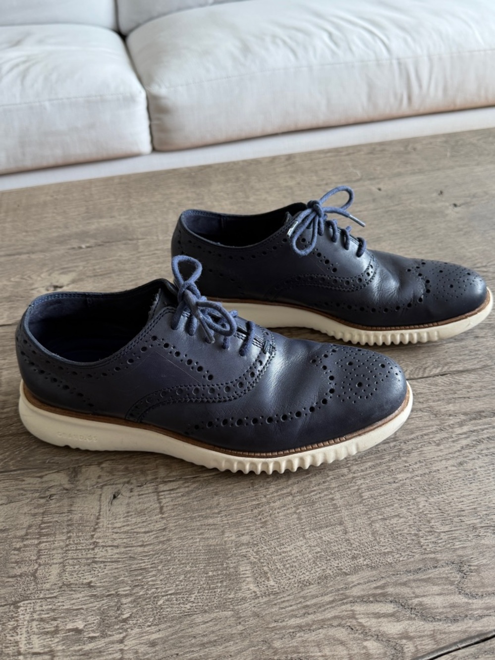 Cole Haan ZeroGrand Wingtip Oxford Navy Leather Shoes Men’s 7.5M - Picture 2 of 15